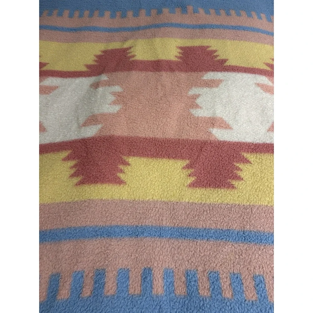 Vintage Biederlack Blanket Throw Southwestern Geometric Pastel Reversible USA